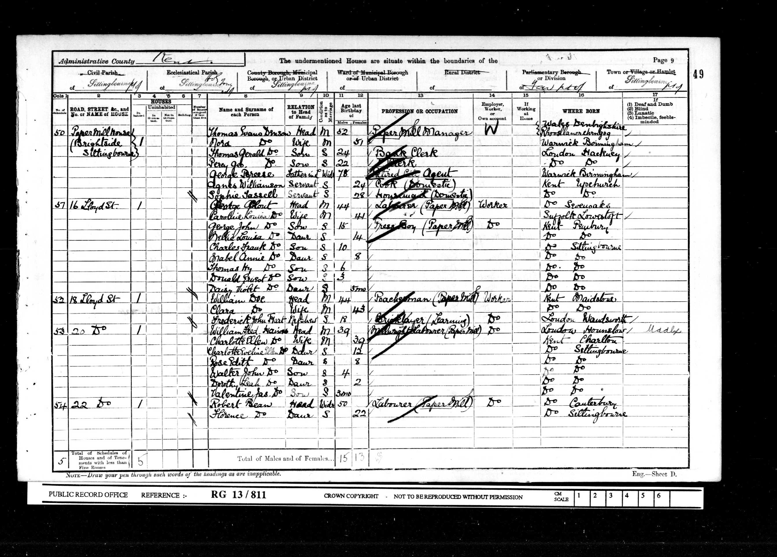 1901: 20 Lloyd Street, Sittingbourne, Kent, Kent