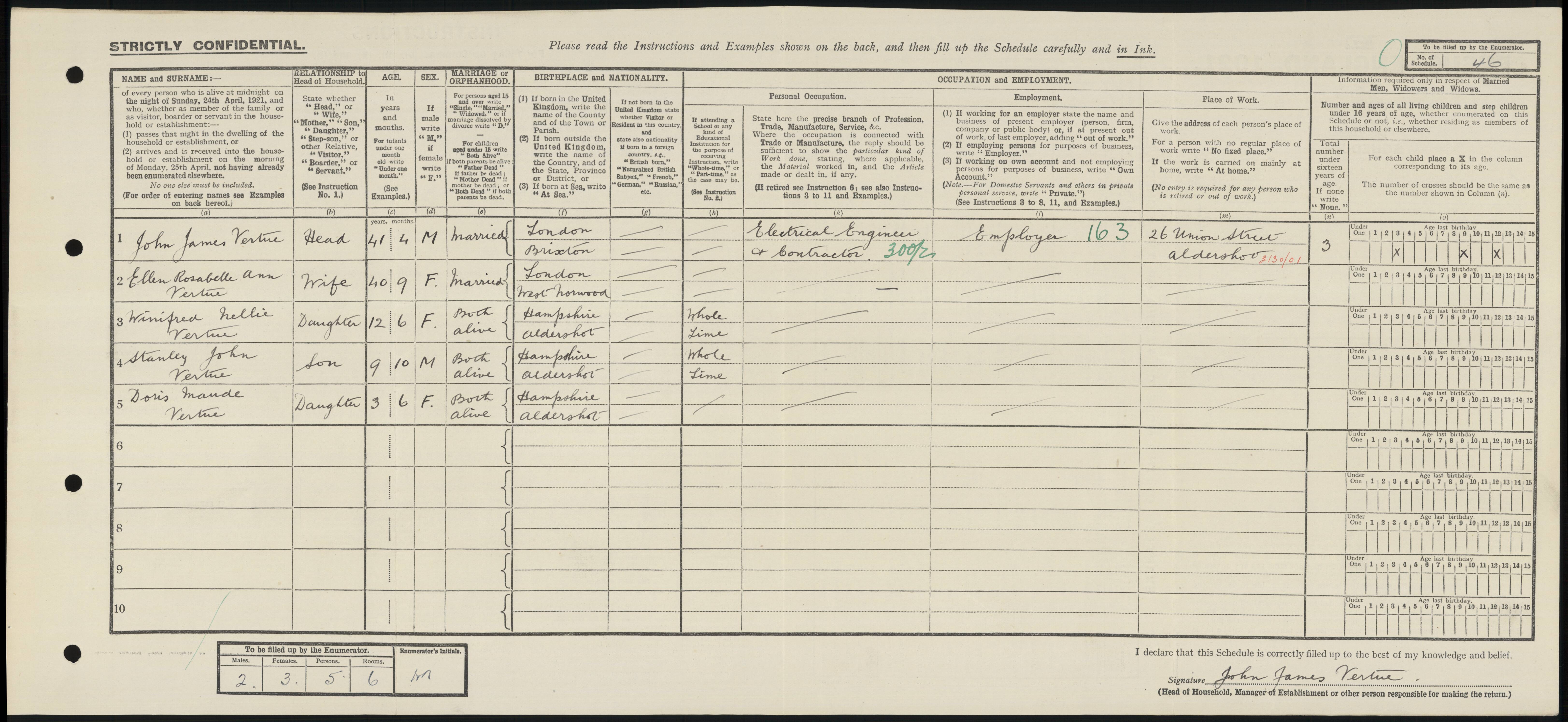 1921: 73 Grosvenor Road, Aldershot, Farnham, Surrey