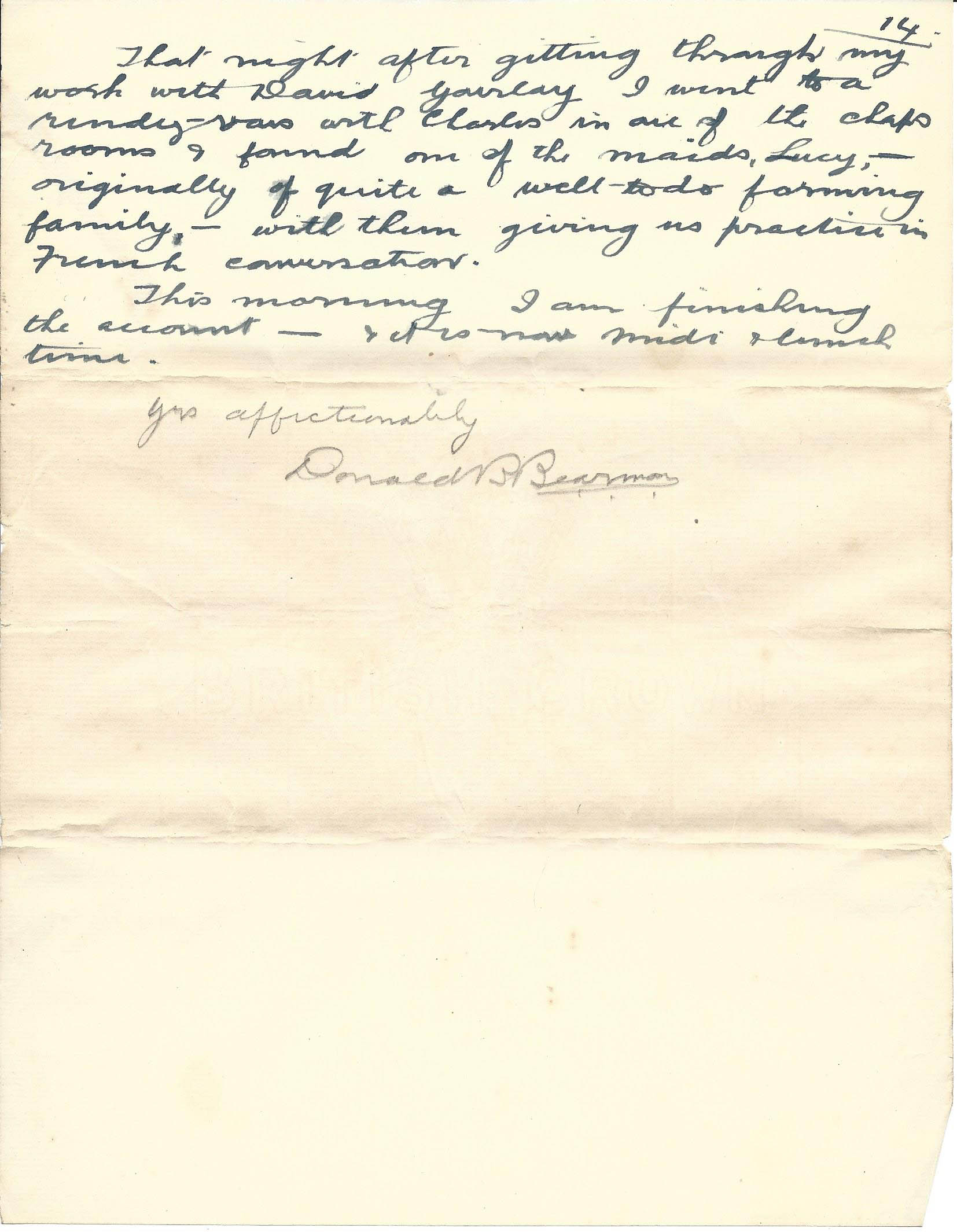 1919-11-13 p14 Donald Bearman to his father Thomas
