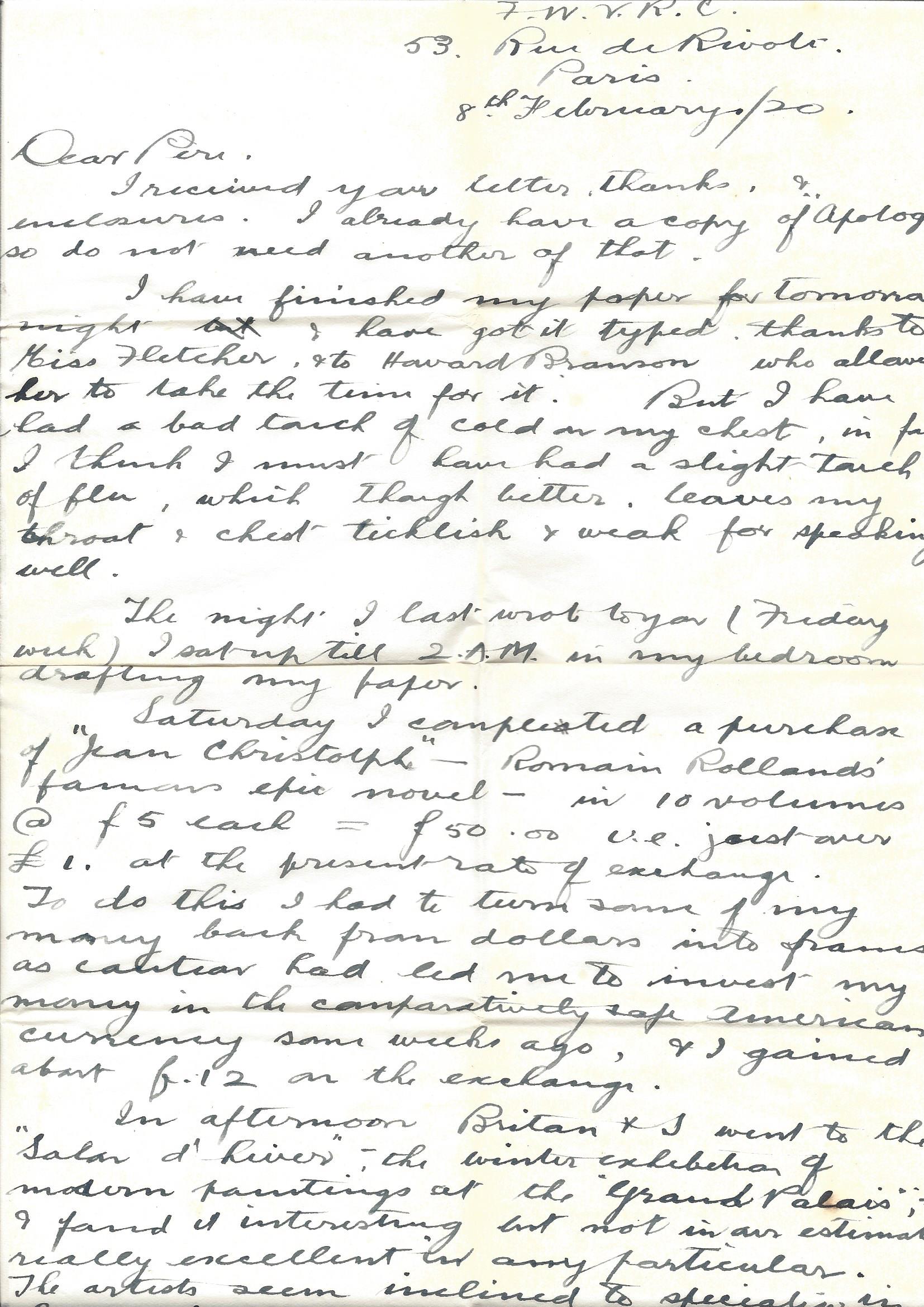 1920-02-08 page 2 letter by Donald Bearman