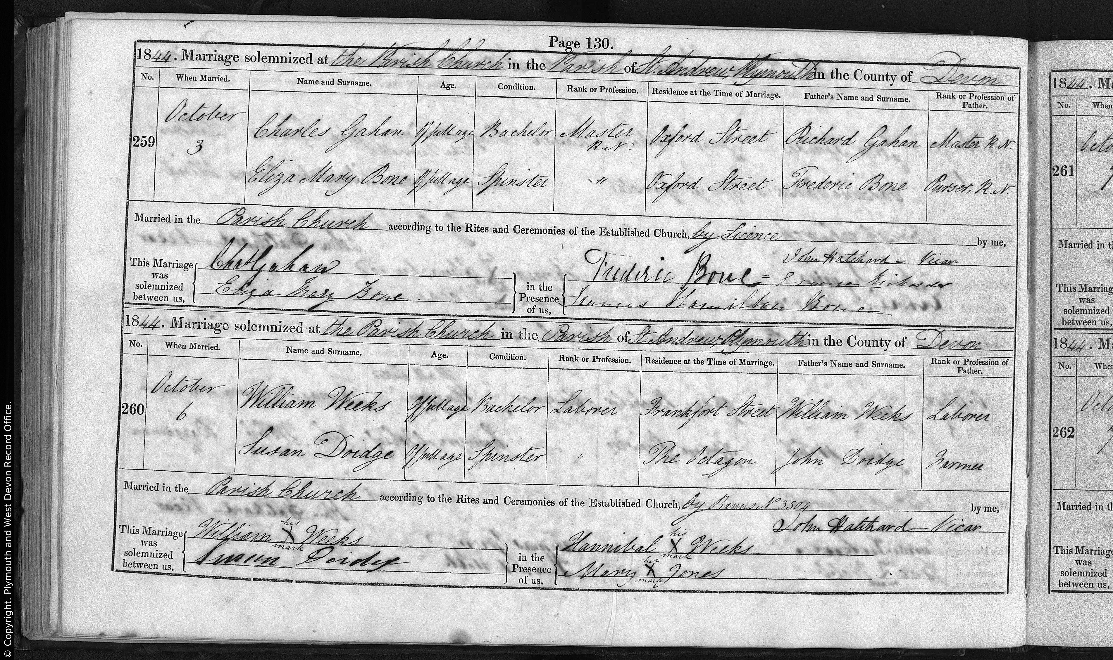 1881 marriage of Eliza Mary Bone to Charles Gahan