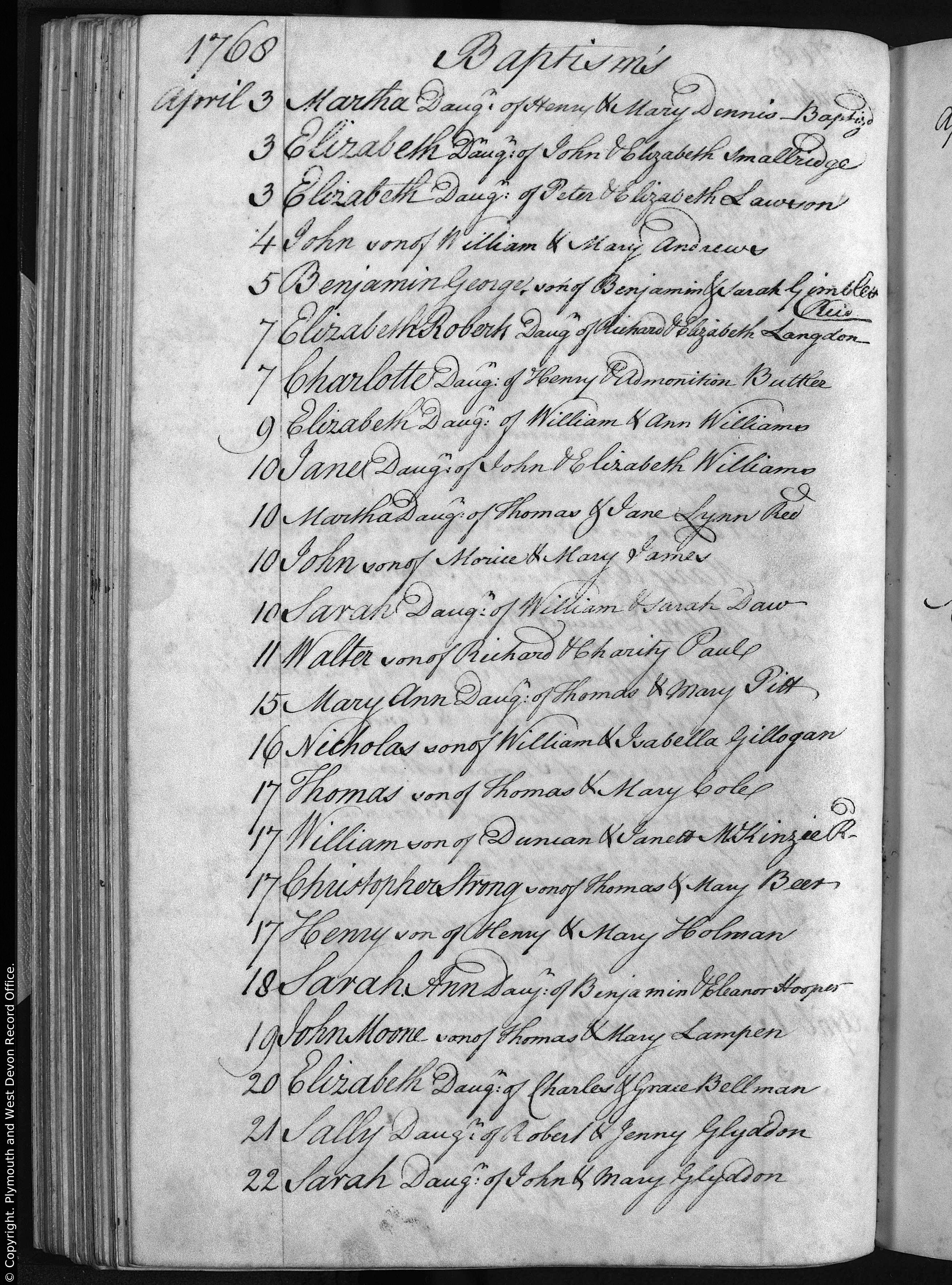 1868 baptism, Sarah Ann Hooper