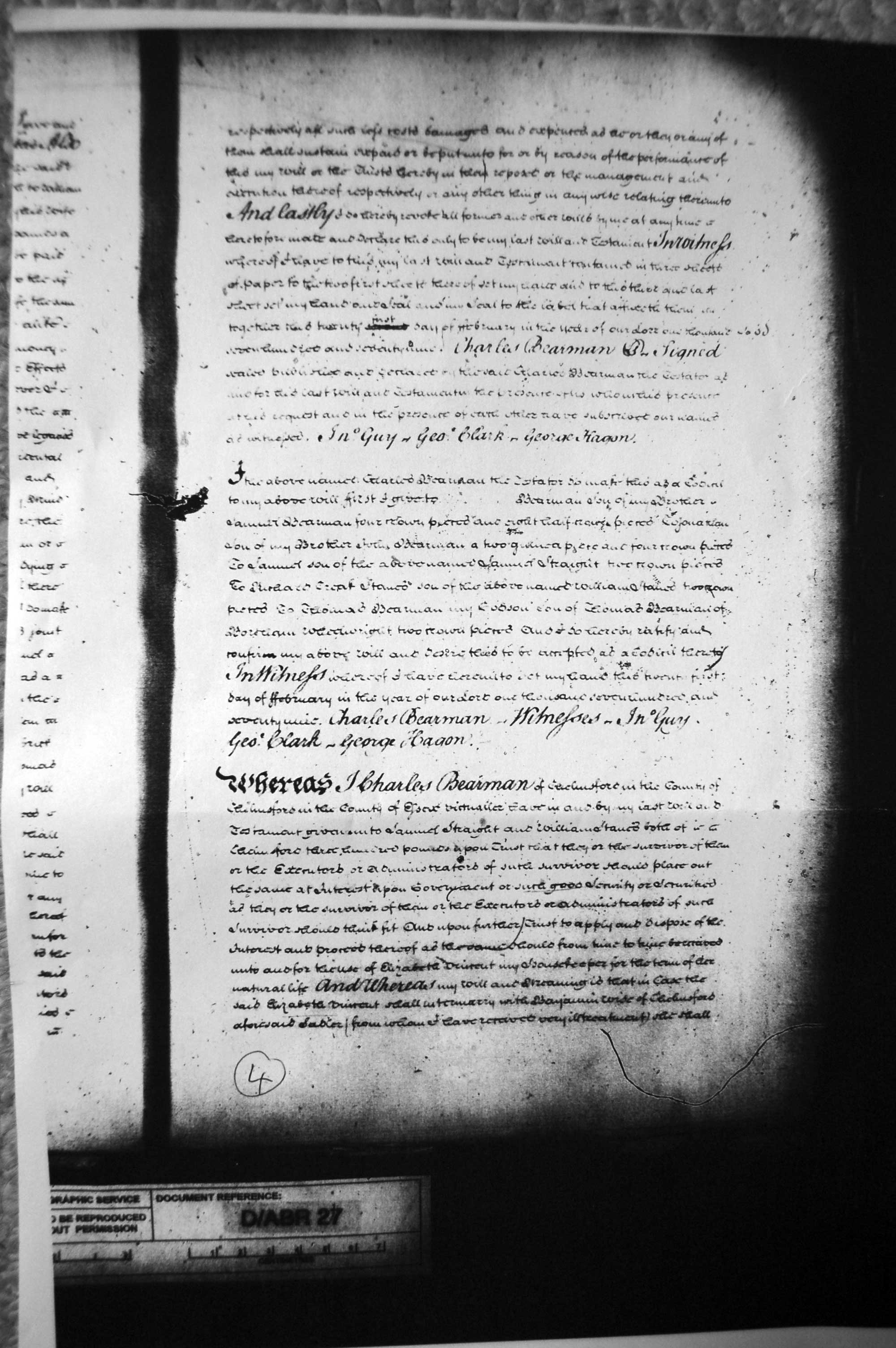 The will of Charles Bearman 1779. Page 4 shows reference to Thomas Bearman Godson and son of Thomas Bearman, wheelwright
