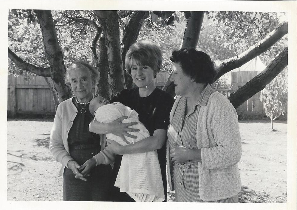 Beatrice Lillian Norton, Stephanie Mary Thompson (nee Clark) holding daughter 5 ½ weeks old Samantha Leigh Thompson and Beatrice Mary Clark, wife of Phillip Thomas Clark
