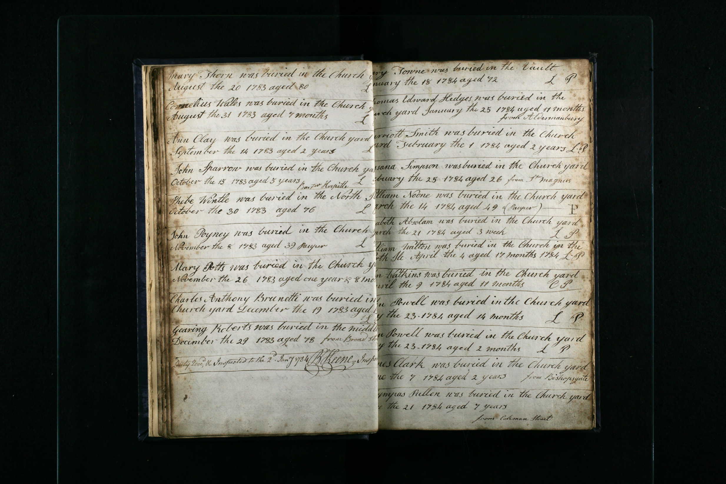 Gearing Roberts, mentioned in Simon Vertue’s 1742 will, burial record from 1783 aged 78.