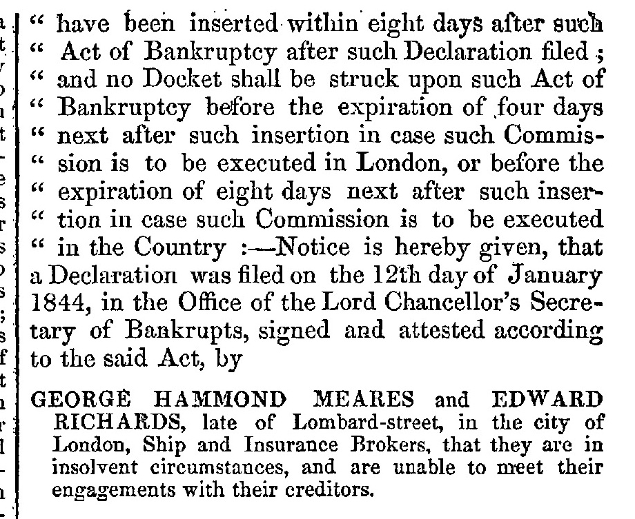London Gazette January 12 1844