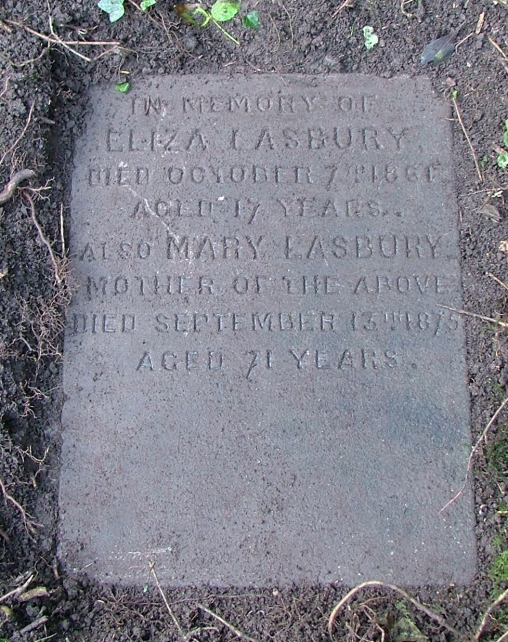 Grave of Eliza Lasbury and mother Mary