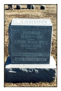 Gravestone of Thomas and Emma Lasbury and children Marmaduke and William