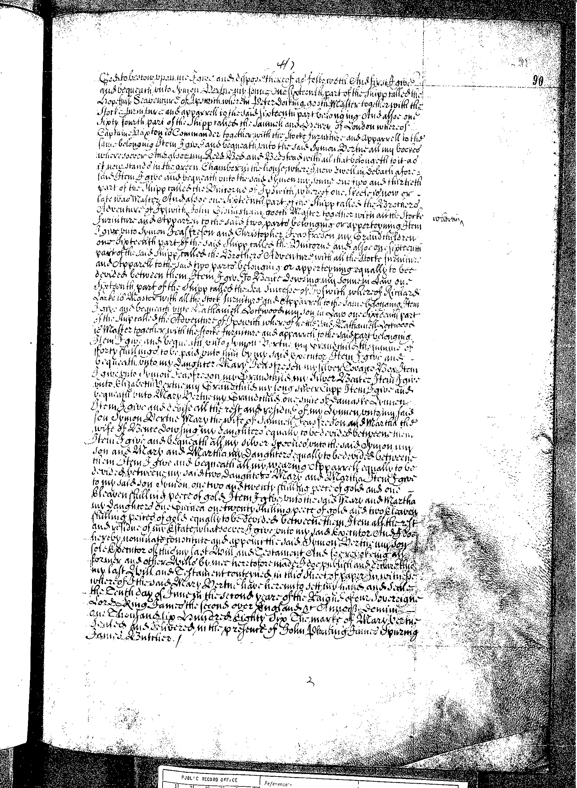 The will of Mary Vertue, 1686, page 2