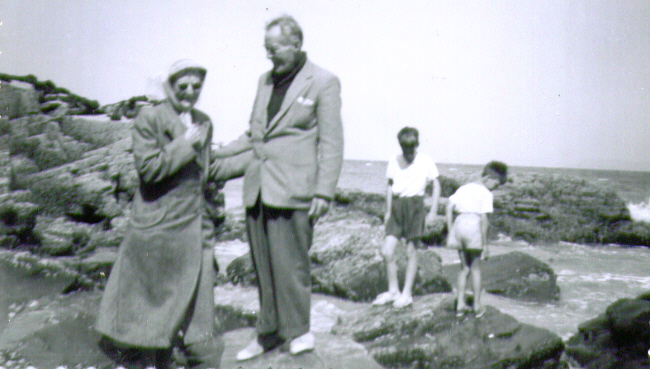 William and Esther (née Tubby) Smith and grandchildren Brian and Martin in Cornwall, 1960