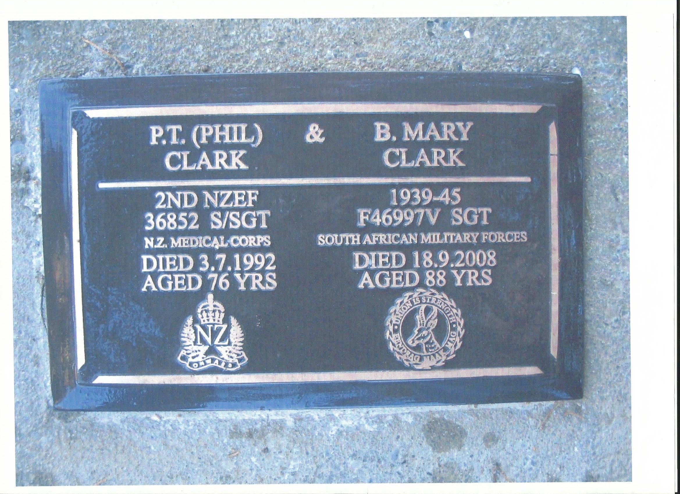 P.T. (Phil) Clark and B. Mary Clark memorial