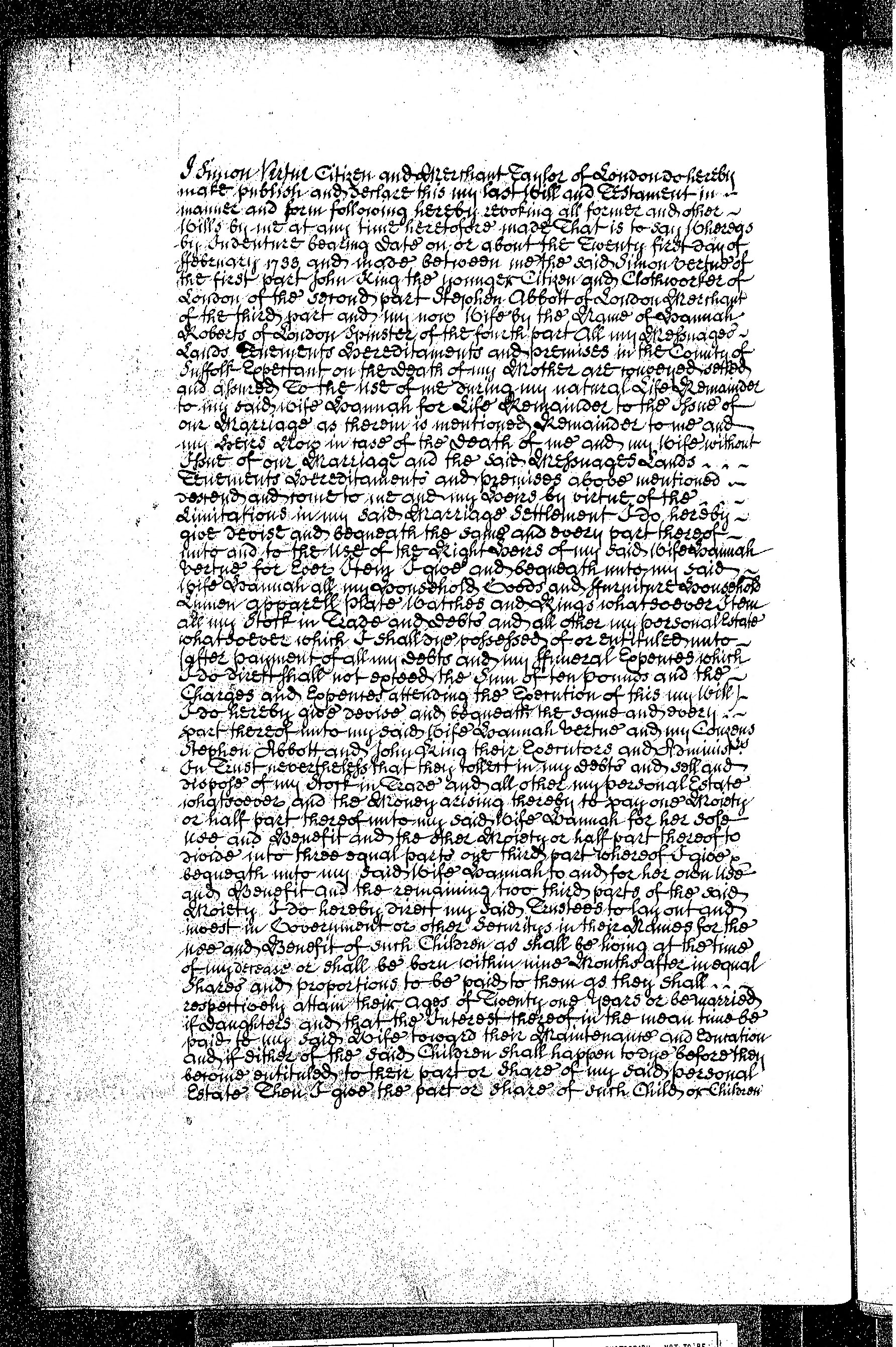 Simon Vertue’s will of 1742, page 2