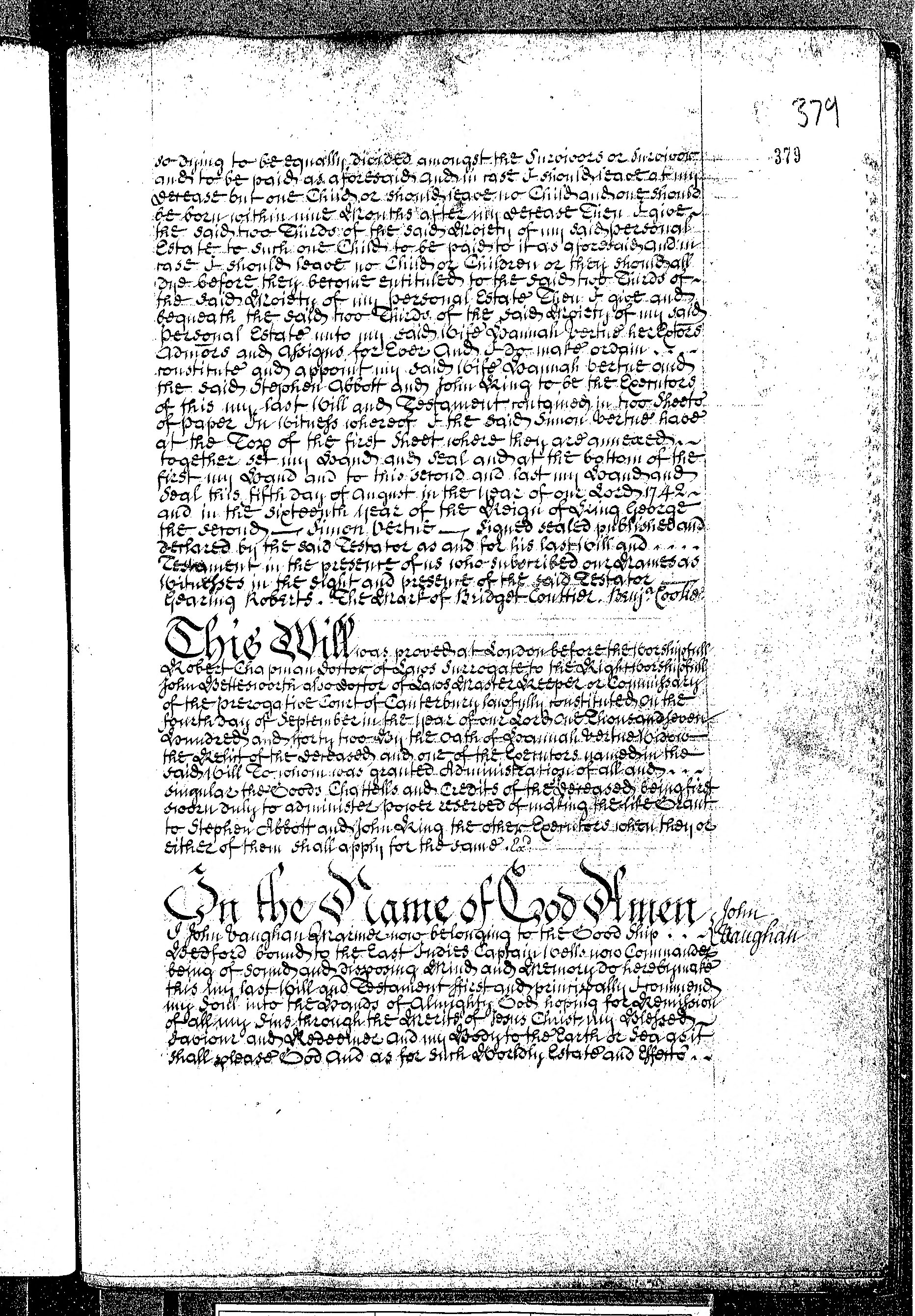 Simon Vertue’s will of 1742, page 3
