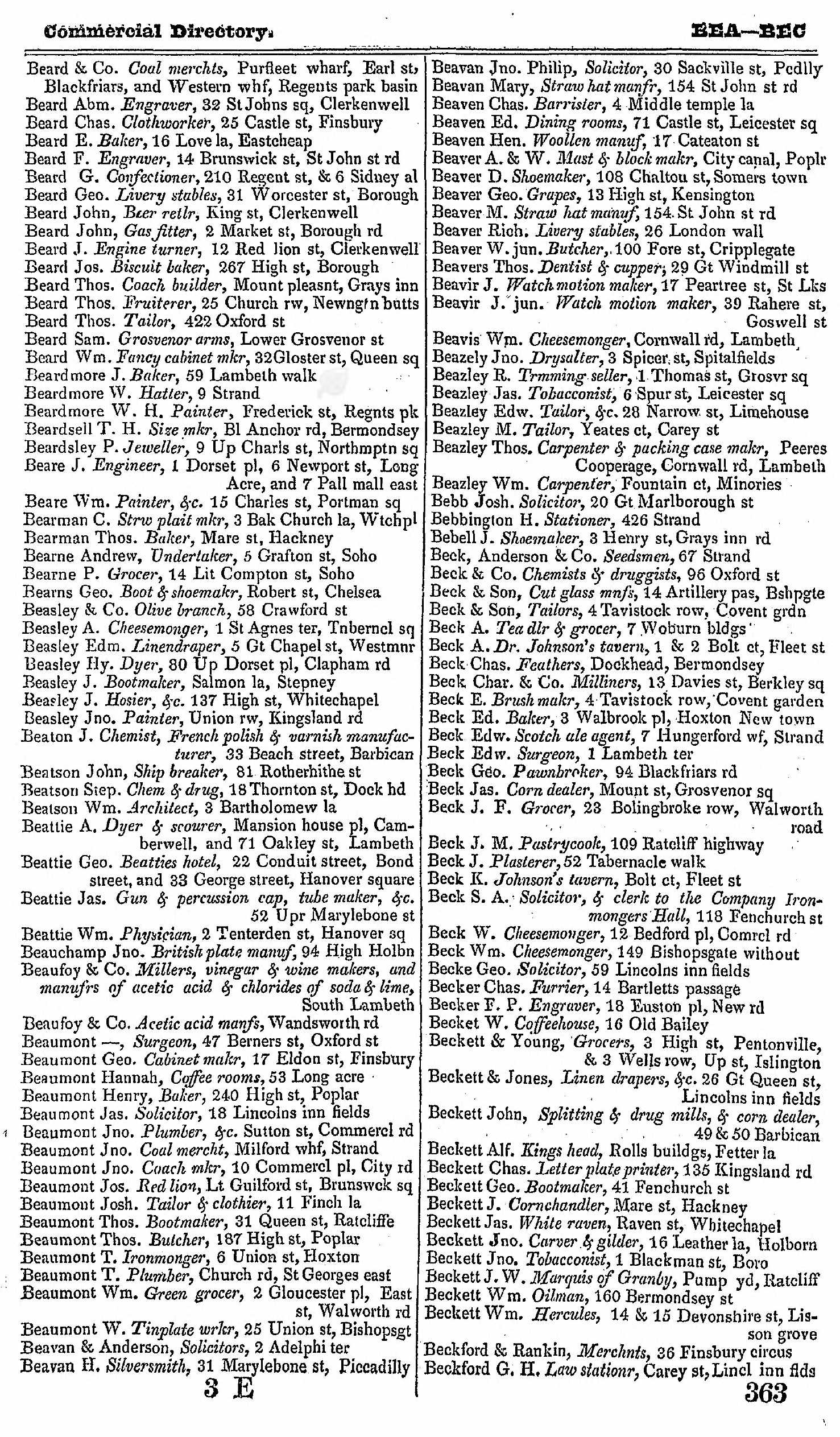 Thomas Bearman listed in 1839 Robson\'s London and Birmingham - Part 1