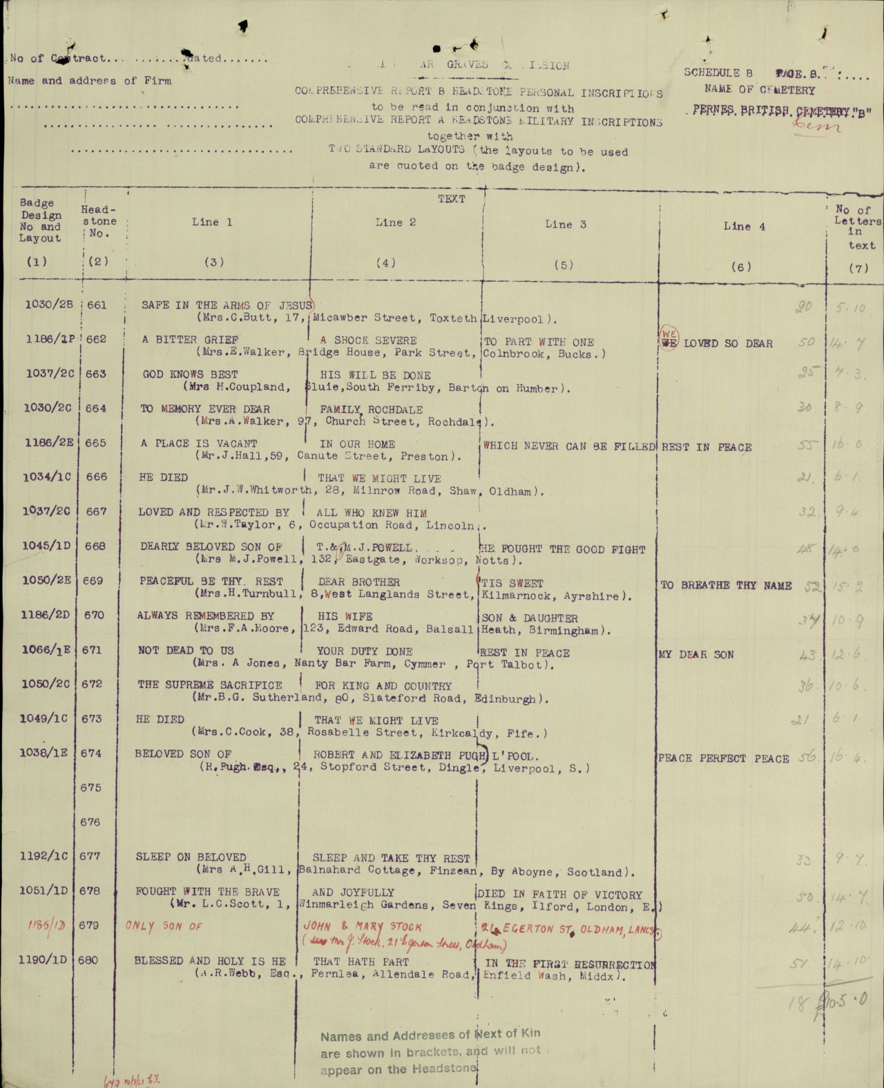 French WW1 grave record for Frederick Webb