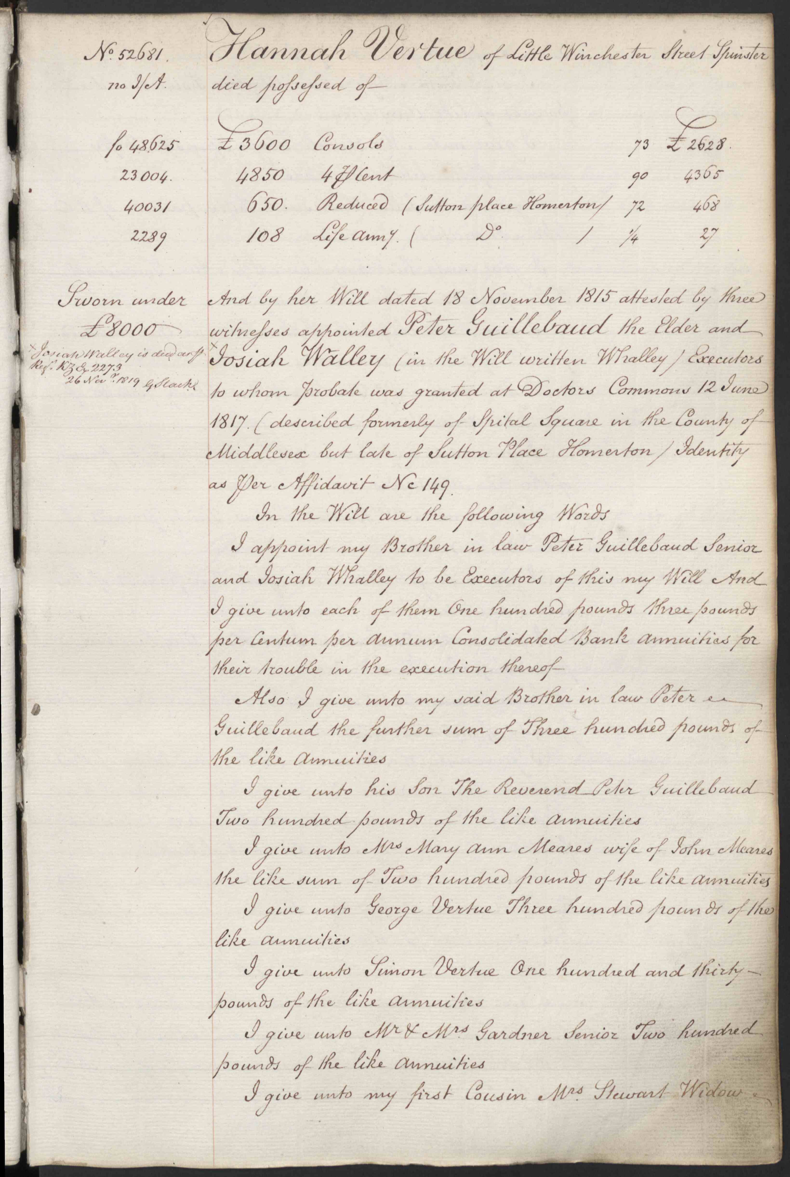The will of Hannah Vertue - page 1, who could be Hannah Vertue born 1836